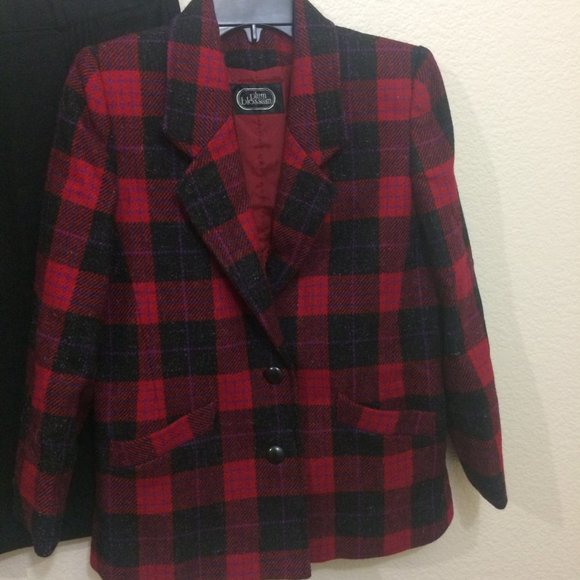 Plum Blossom 2-pc Suit Plaid Blazer + Midi Skirt - Picture 2 of 15